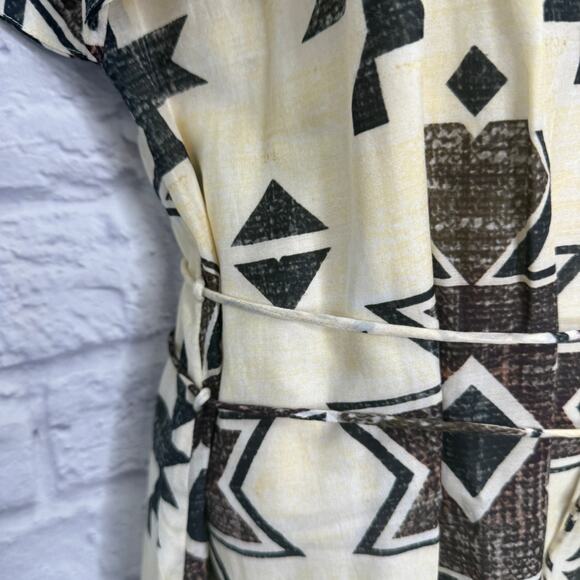 Maria Cher Formosa Carol Short Dress Mix 1 Cream Green Size L Aztec Tie Belt - Picture 6 of 10